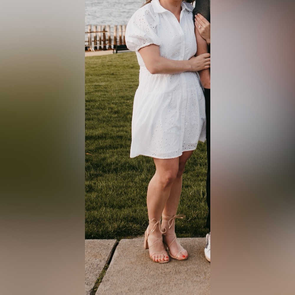 White Eyelet Dress with Puff Sleeves